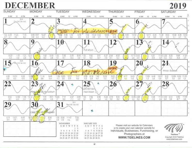 December Canal Flushing Schedule
