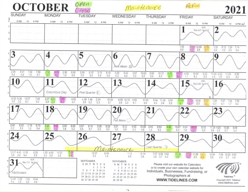 October 2021 Flushing Schedule