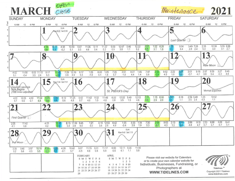 March 2021 Flushing Schedule