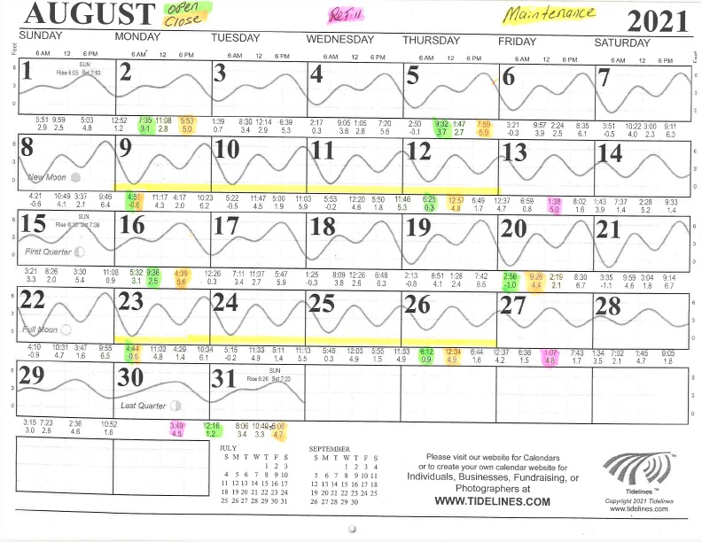 August 2021 Flushing Schedule